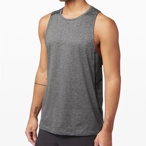 LULULEMON Men singlet gray Black Sleeveless Tank L LARGE NEW NWT fast free elite